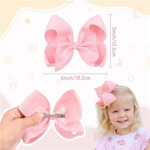 6" Grosgrain Ribbon Bow with Alligator Clips for Girls Toddlers Kids, 20 Pieces - Picture 3 of 7
